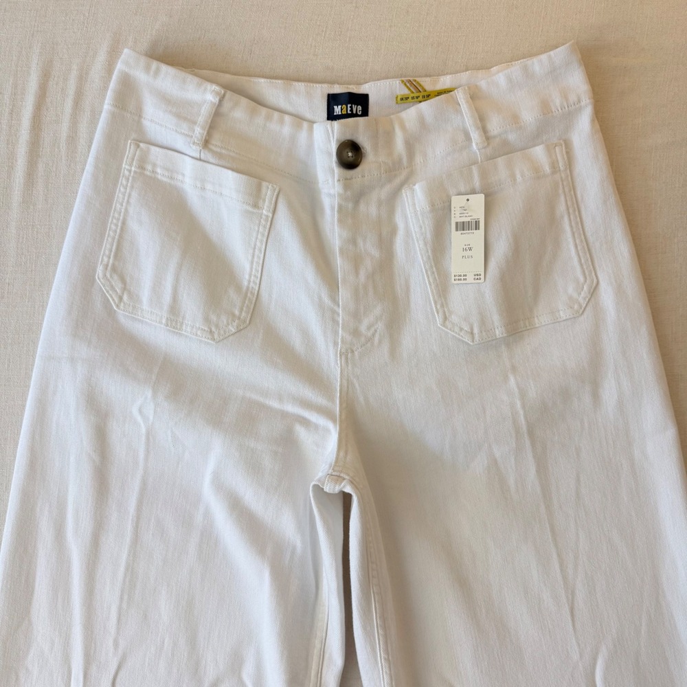 Maeve Anthropologie The Colette Wide Leg Crop Pants Women 16W White - Picture 9 of 12